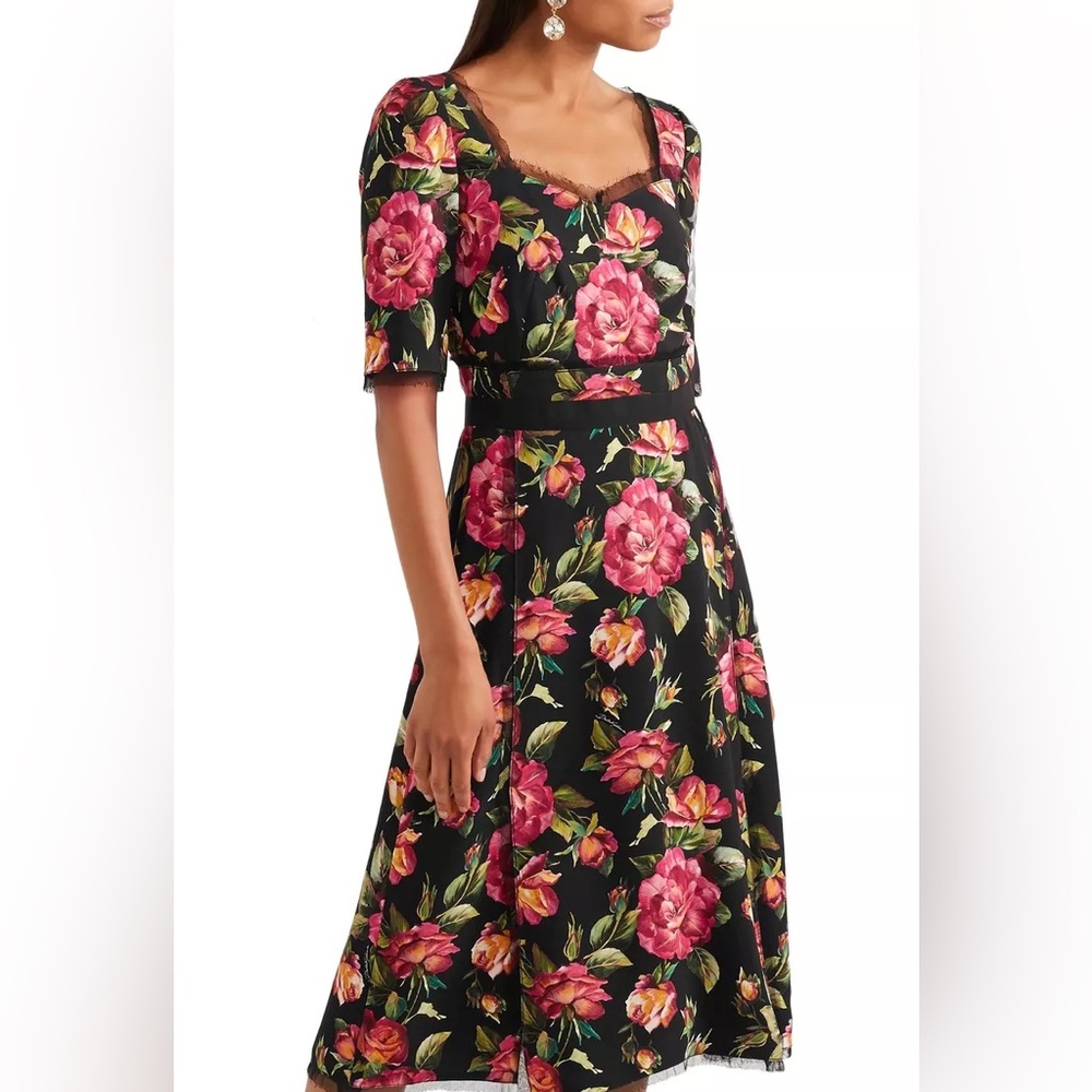 NWT D&G Rose Print Midi Dress Sz 46 (10)